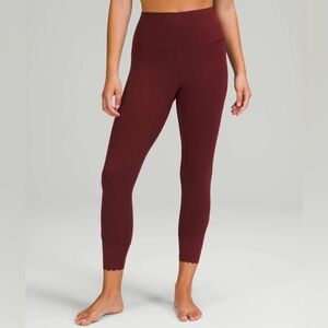 Lululemon Align Scalloped Hem High-Rise Pant 25" Red Merlot Size 6